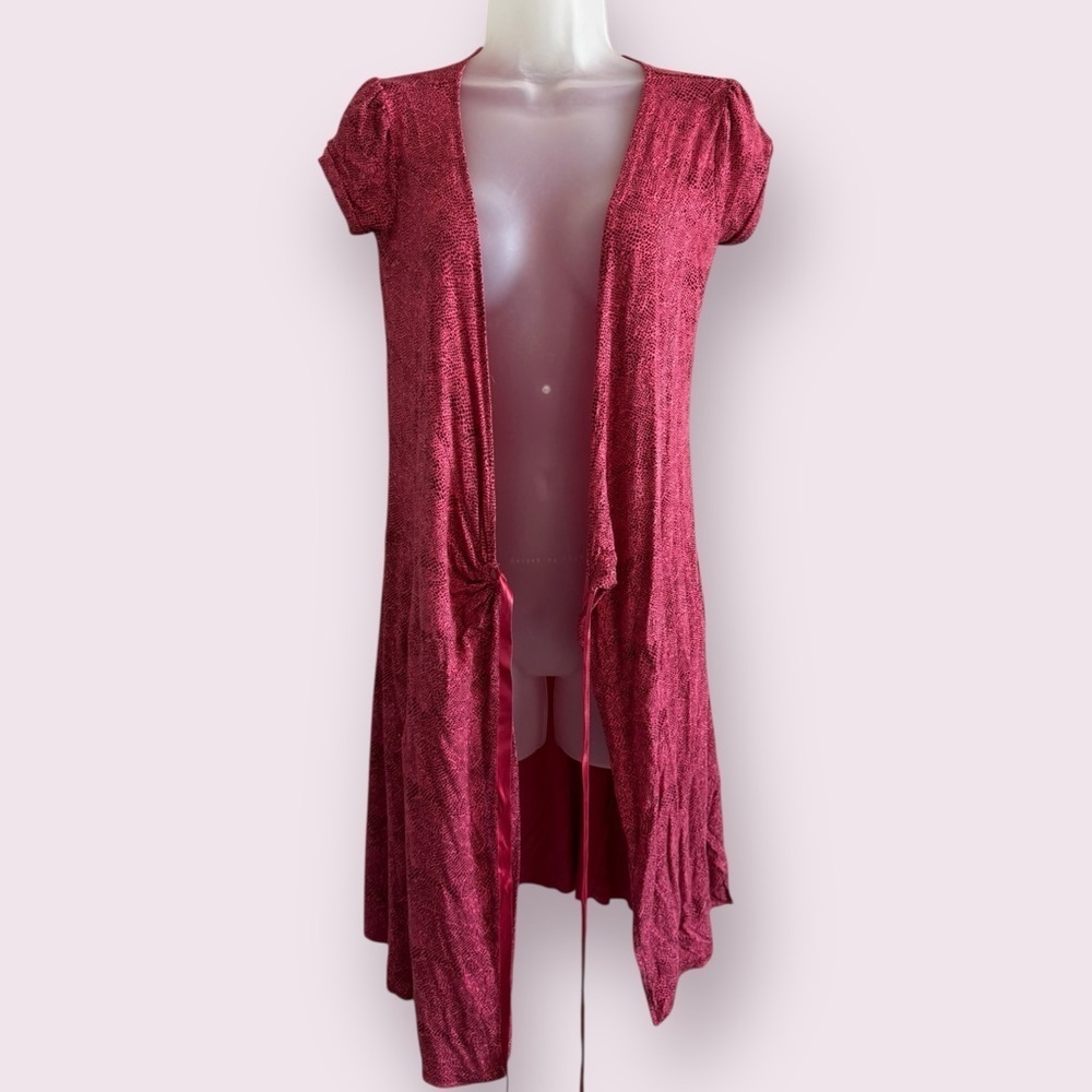 Express Raspberry Open Front Long Cardigan Short Sleeve Size XS